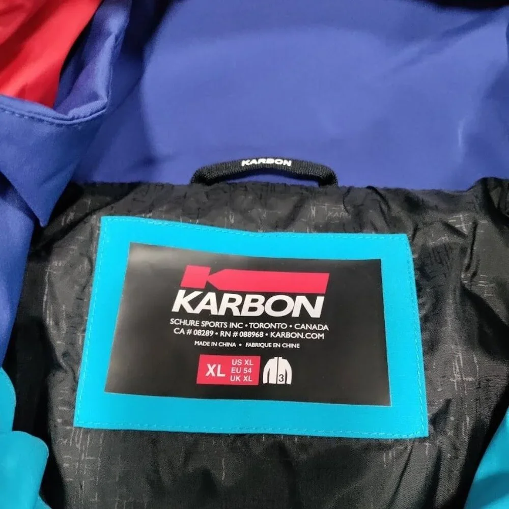 Karbon Sportswear Blue Insulated Hooded Warm Winter Ski Coat Jacket Men's XL - Picture 12 of 16